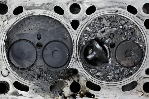 Broken valve in car engine Fotos Stock