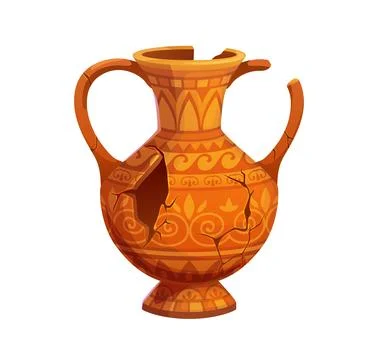 Broken vase, ancient ceramic pot, antique clay jar Stock Illustration