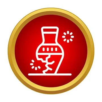 Broken vase icon representing damage and fragility Stock Illustration