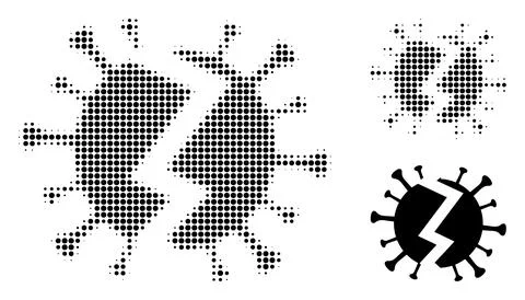 Broken Virus Halftone Dotted Icon Illustrazione stock