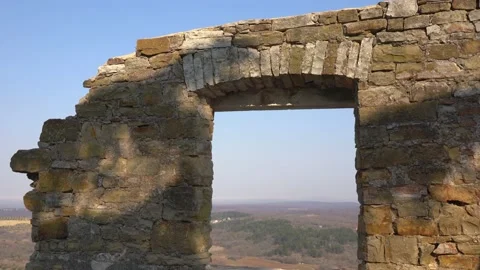 Broken wall and a viewpoint from small historic town Buje (Buie), Croatia Stock Footage 180511838