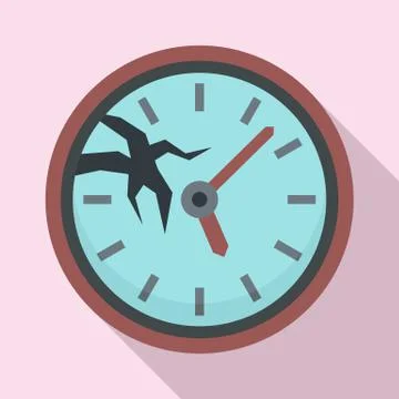 Broken wall clock icon, flat style Ilustración de archivo