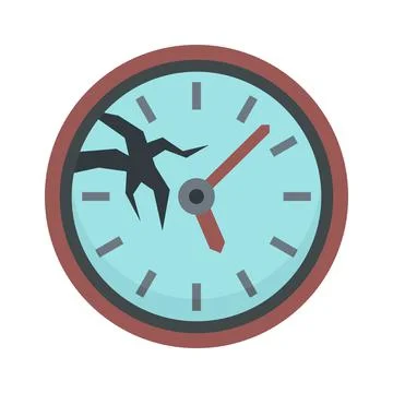 Broken wall clock icon flat isolated vector Stock Illustration