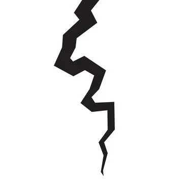 Broken wall with a crack on a surface. Textured damage isolated on a white .. Ilustración de archivo