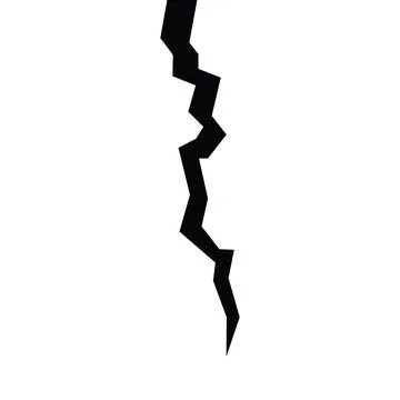 Broken wall with a crack. Textured damage isolated on a white background. S.. Ilustración de archivo