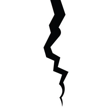 Broken wall with a crack. Textured damage. Breaks on land surface from eart.. Stock Illustration