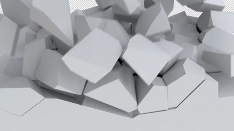 The broken wall is folding. Alpha channel Stock Footage 230384990