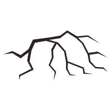 Broken wall or other surface with a crack. Textured damage. Breaks from ear.. Stock Illustration