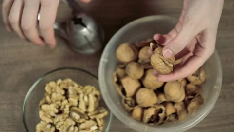 Broken Walnut With Nutcracker Stock Footage 151350696