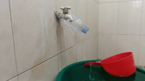 Broken water faucet Stock Footage 202133763