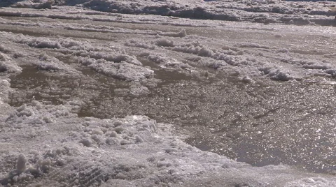 Broken water main flooding steam sinkhole in severe cold weather in Toronto 2015 Stock Footage 47007702