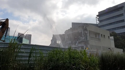 Broken water pipe burst on construction site Stock Footage 116667772