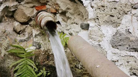 Broken Water Pipe Front (HD) Stock Footage