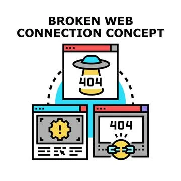 Broken web connection concept showing internet error Stockillustratie