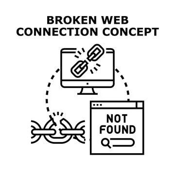 Broken web connection concept showing website not found error Stockillustratie