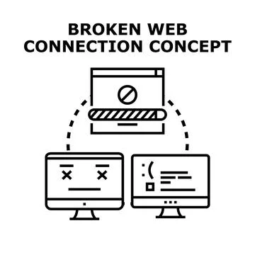 Broken web connection concept system problem Stock Illustration