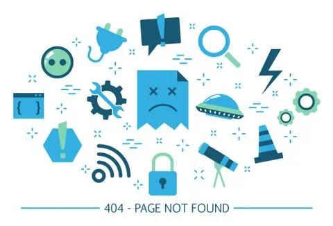 Broken website banner. 404 error page not found Stock Illustration