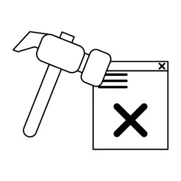 Broken website with hammer icon Stock Illustration