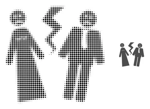 Broken Wedding Halftone Dotted Icon Illustrazione stock