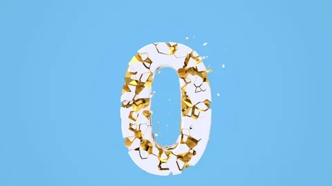 Broken white font isolated on blue background with golden fragments. Stock Footage 125263035