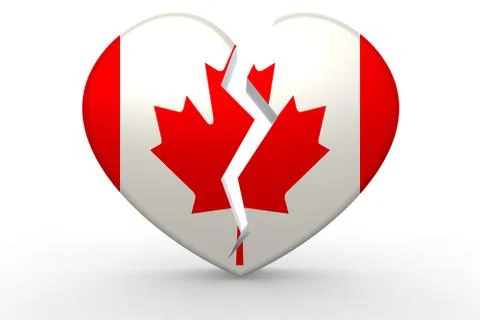 Broken white heart shape with Canada flag Stock Illustration