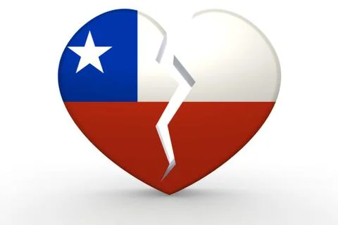 Broken white heart shape with Chile flag Stock Illustration