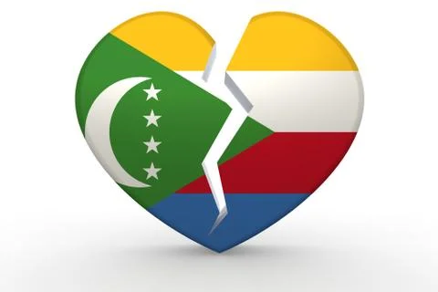 Broken white heart shape with Comoros flag Stock-Illustration