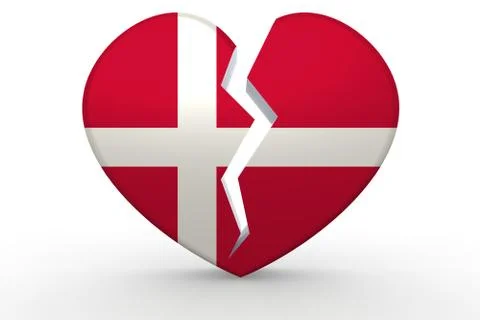 Broken white heart shape with Denmark flag Stock Illustration