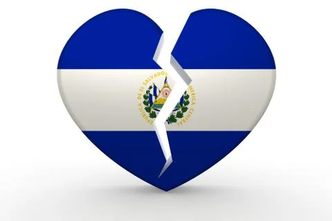 Broken white heart shape with El Salvador flag Stock Illustration