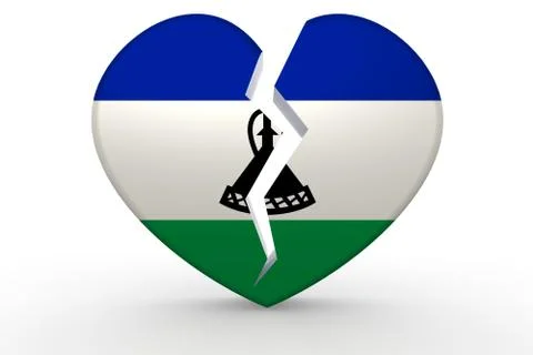 Broken white heart shape with Lesotho flag Illustrazione stock