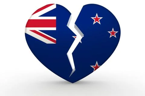 Broken white heart shape with New Zealand flag Stock Illustration