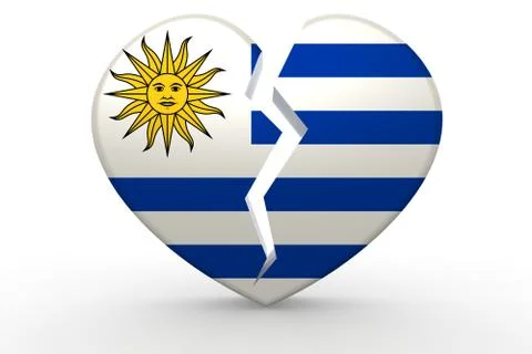 Broken white heart shape with Uruguay flag Stock Illustration