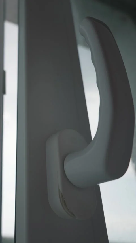 Broken White Plastic Window Handle Showing Damage Against Overcast Sky Stock Footage 339186714