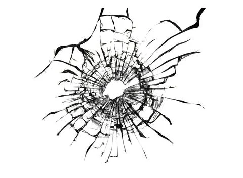 Broken window, background of cracked glass. Abstract texture on white backgro Stock Illustration