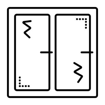 Broken window black line icon Stock Illustration