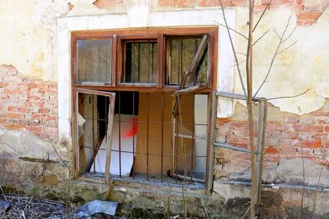 Broken Window, Broken Glass, Lost Place, Old Factory, Detail Stock Photos