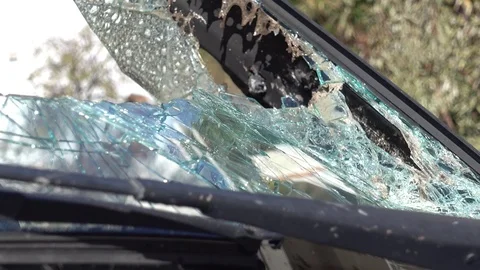 Broken window of a car 2 Stock Footage