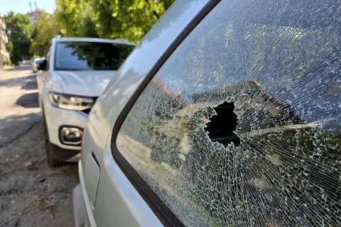 Broken window of a car Stock Photos