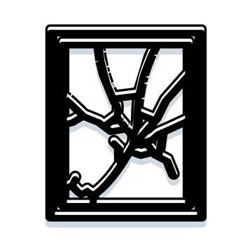 Broken window glass cracks vandalized frame icon Stock Illustration