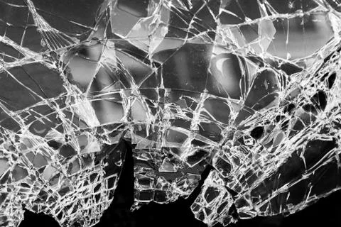 Broken window glass Stock Photos