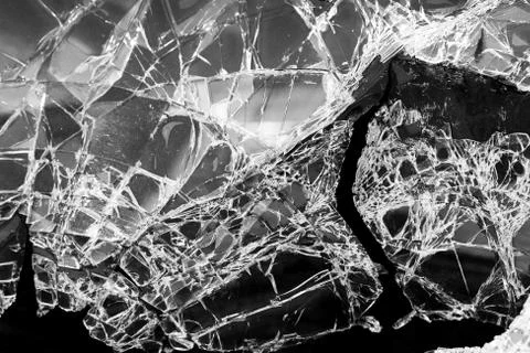 Broken window glass Stock Photos