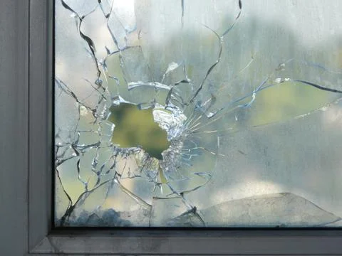 Broken Window Glass Stockfoto's