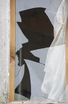 Broken window glass Stock Photos