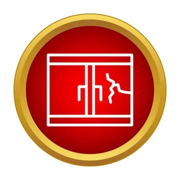 Broken window glass showing crack line icon Stock Illustration