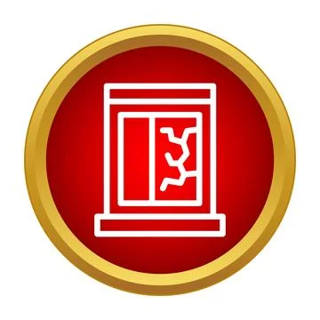 Broken window glass showing cracks and damage icon Stock Illustration
