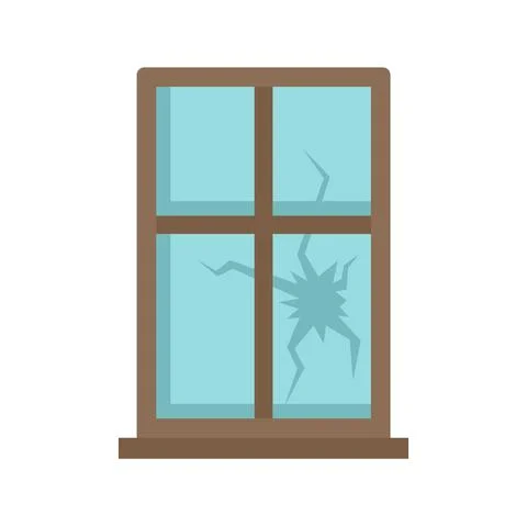 Broken window icon flat isolated vector Ilustración de archivo
