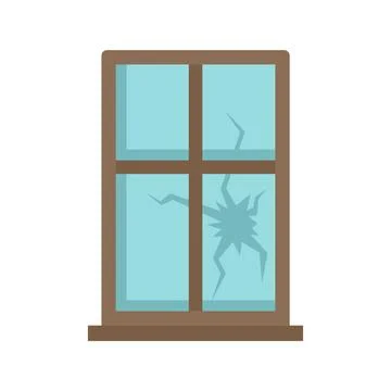 Broken window icon flat isolated Ilustración de archivo