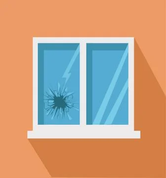 Broken window icon in flat style Stock Illustration