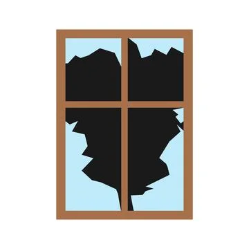 Broken window isolated. Window frame and glass shards. vector illustration Ilustración de archivo