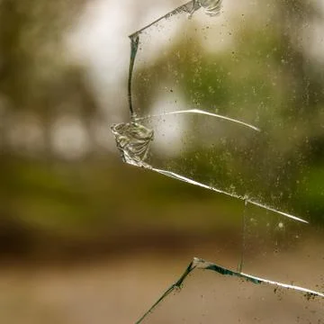 Broken window pane Stock Photos